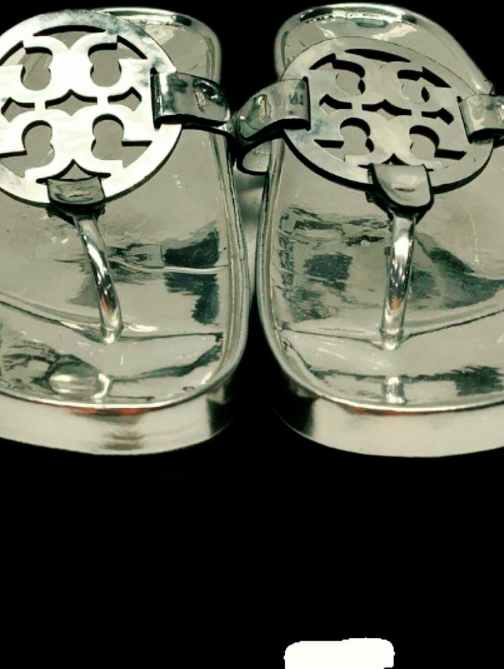 Tory Burch Miller Silver Metallic Cloud Thong Sandals-size 8-NEW